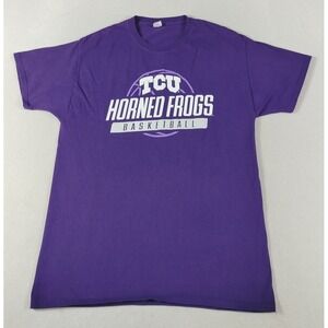 TCU Horned Frogs Shirt Mens Large Purple NCAA Basketball Hanes Graphic Tee